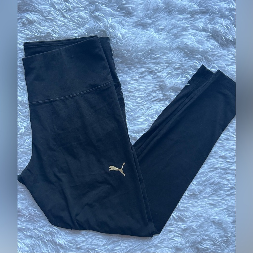 Puma Black & Gold Logo Leggings – Excellent Condition - Picture 2 of 7